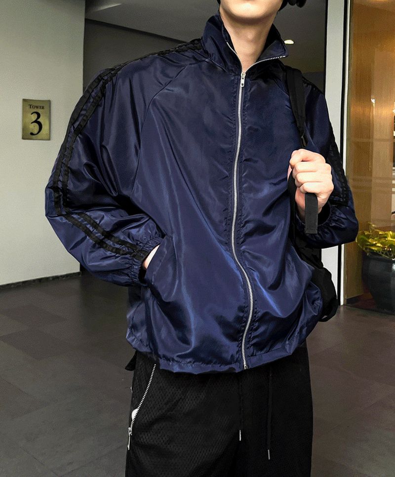 Lightweight High-Neck Side Track Wind Jacket 4color