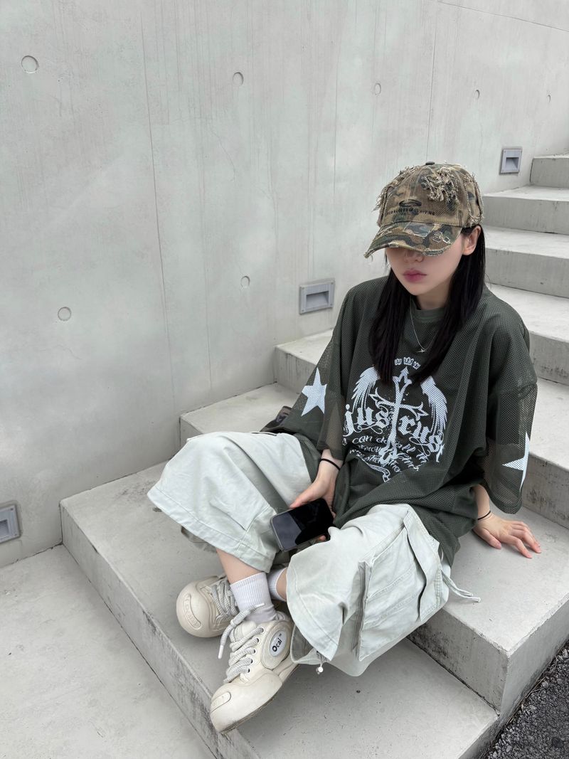 camo destroyed ball cap
