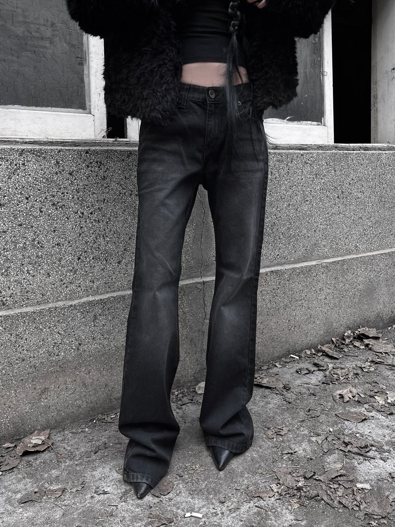 dark semi low-rise bootcut denim