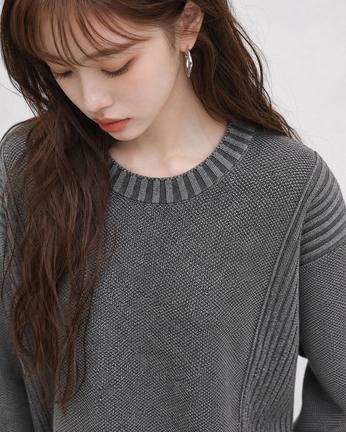 (UNISEX) Two-Tone Round Knit