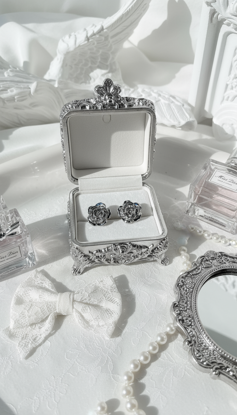[IVE Yujin Piercing] Metal Rose Piercing - Silver Color