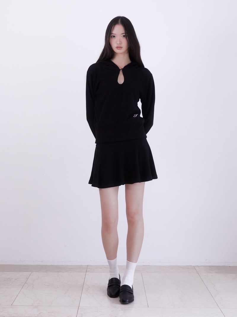 Knit mini flare skirt (BLACK)