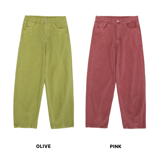 structured denim pants_2color