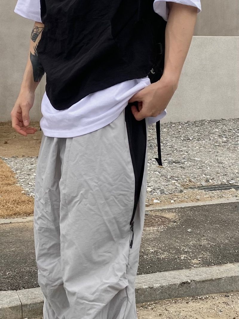 Coloration zipper nylon pants 2C