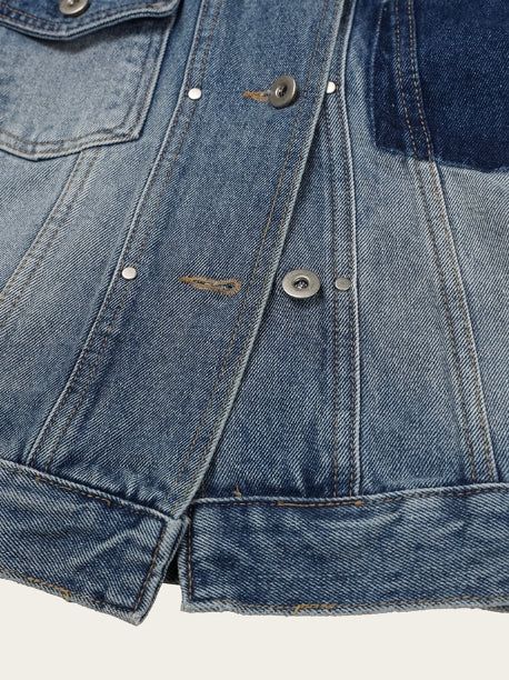 Chike Unbalanced Cropped Denim Jacket