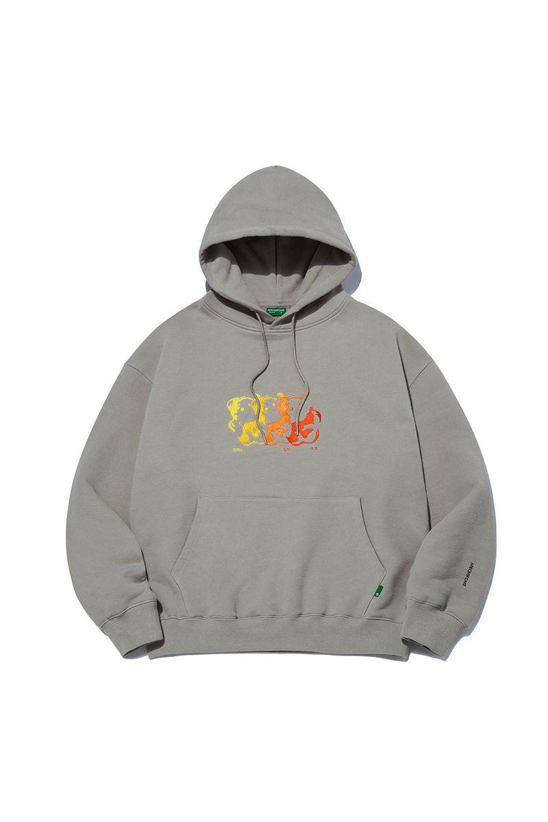 Flame Bear Hoodie_Wood Grey