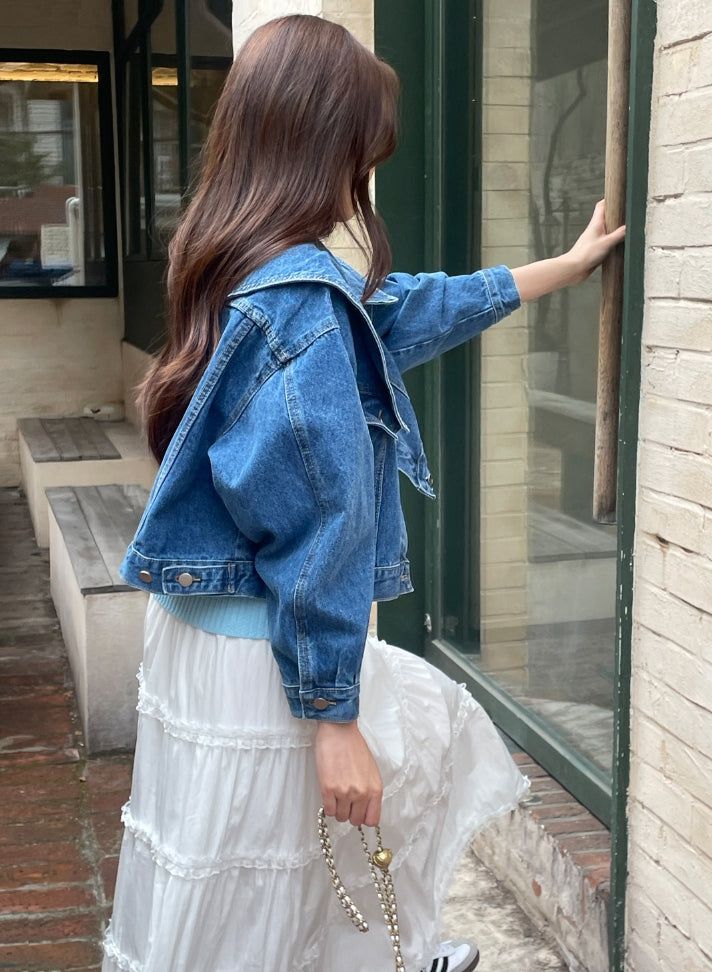 Milo Big Collar Crop Denim Jacket
