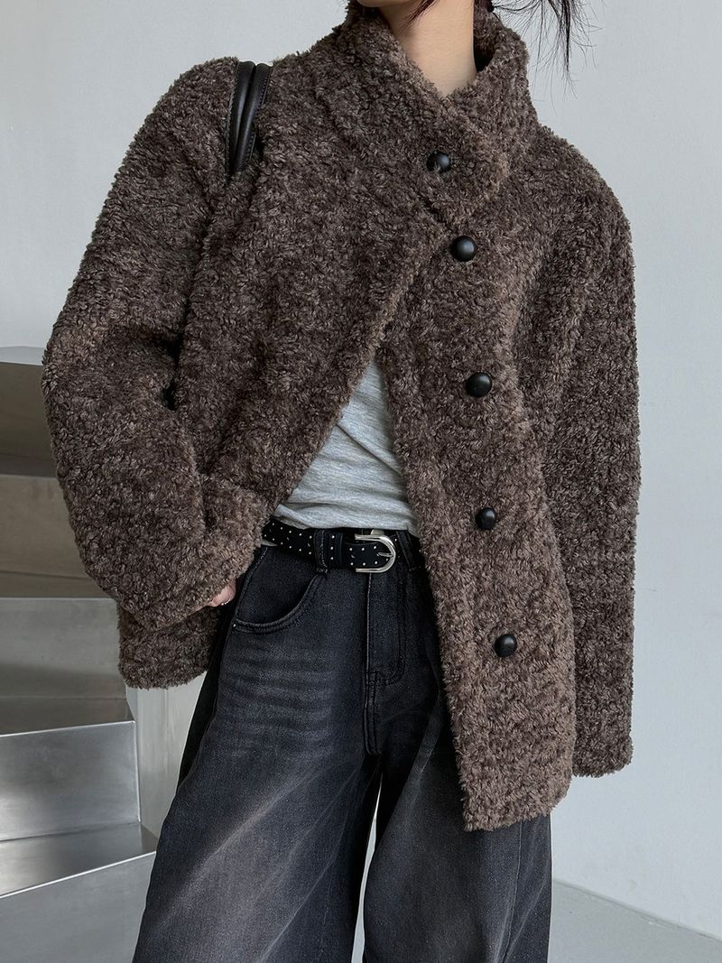 High neck boucle half coat(4color)