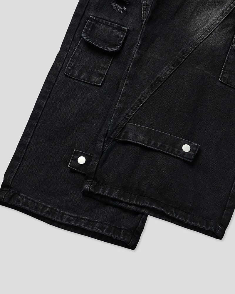 Sel Distressed Cargo Wide Denim