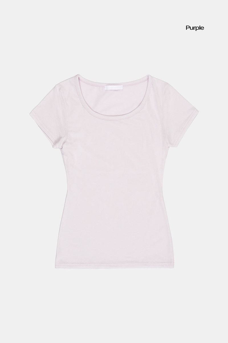 Solid slim wide-neck T-shirt