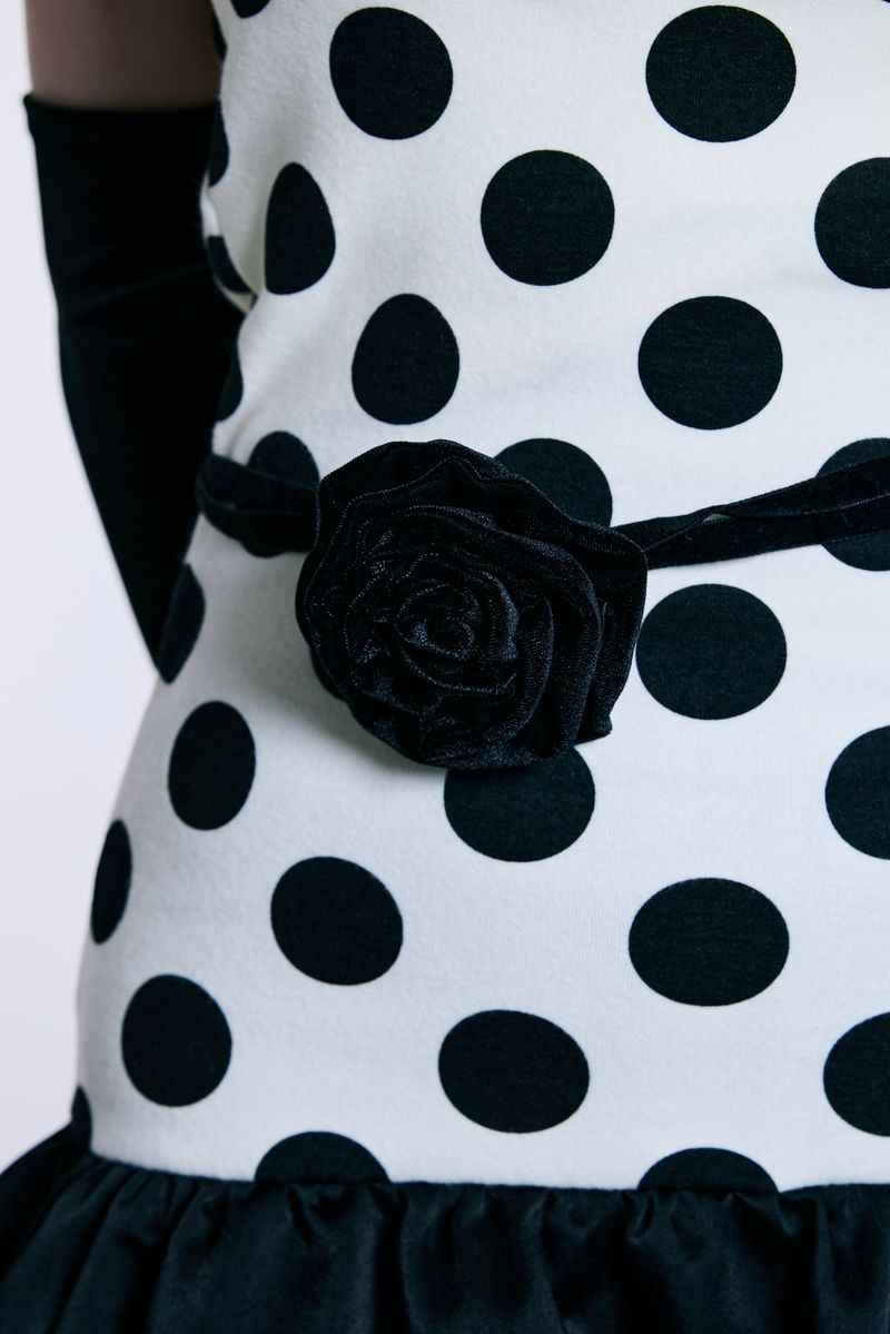 Midnight Bloom Dress (Ivory Dot)
