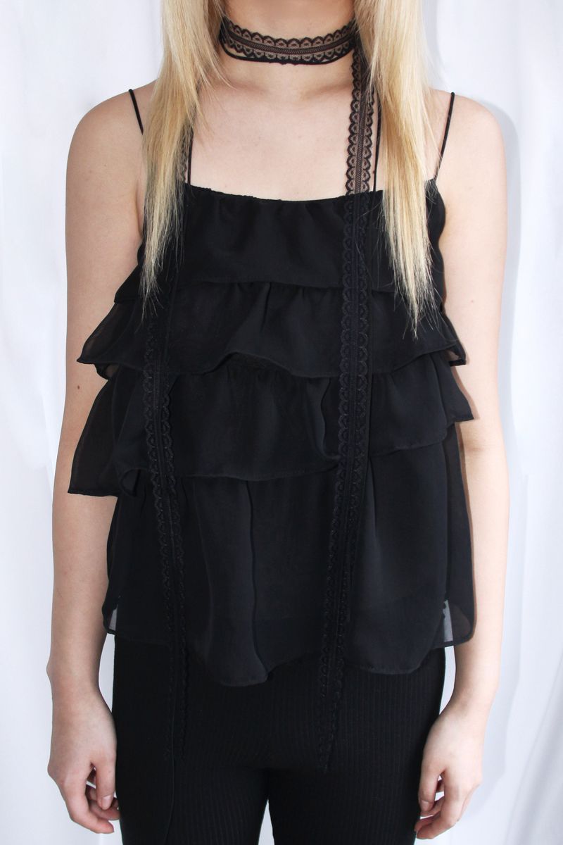 frill chiffon see-through sleeveless (2colors)