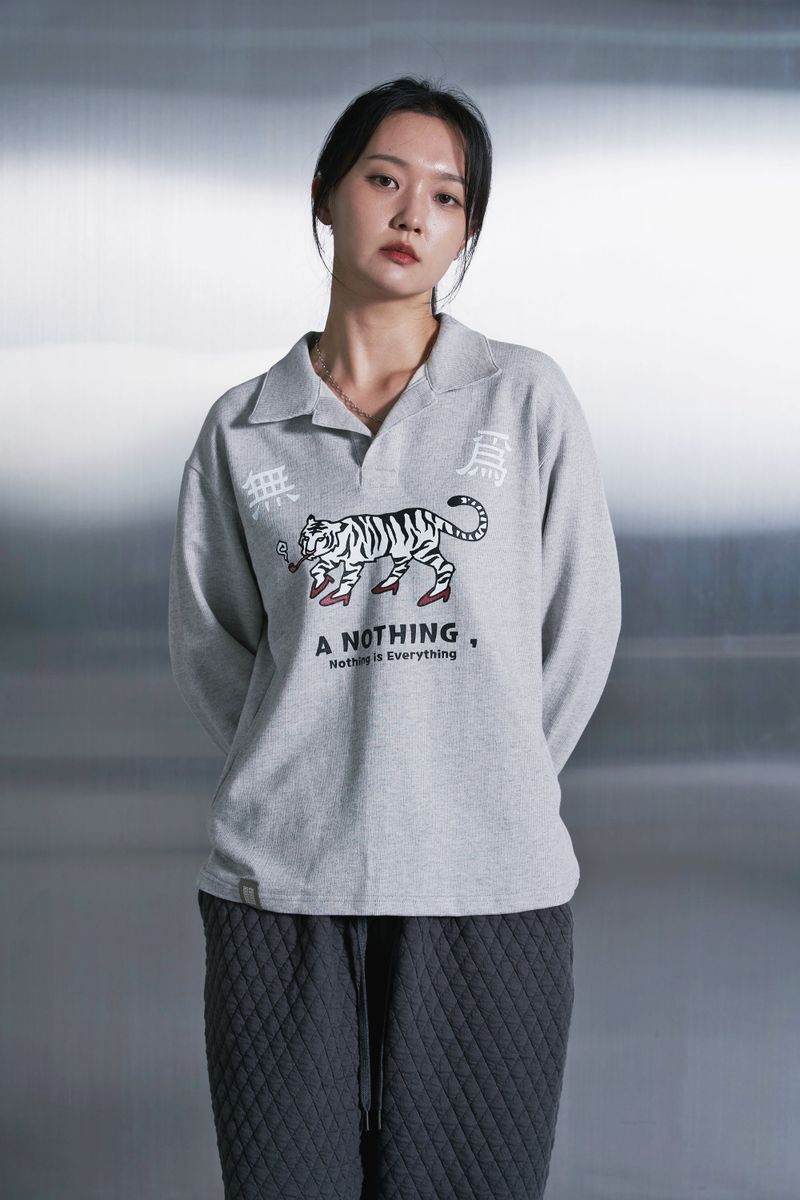 MU-WI PIN-KNIT COLLAR-TEE (Gray)