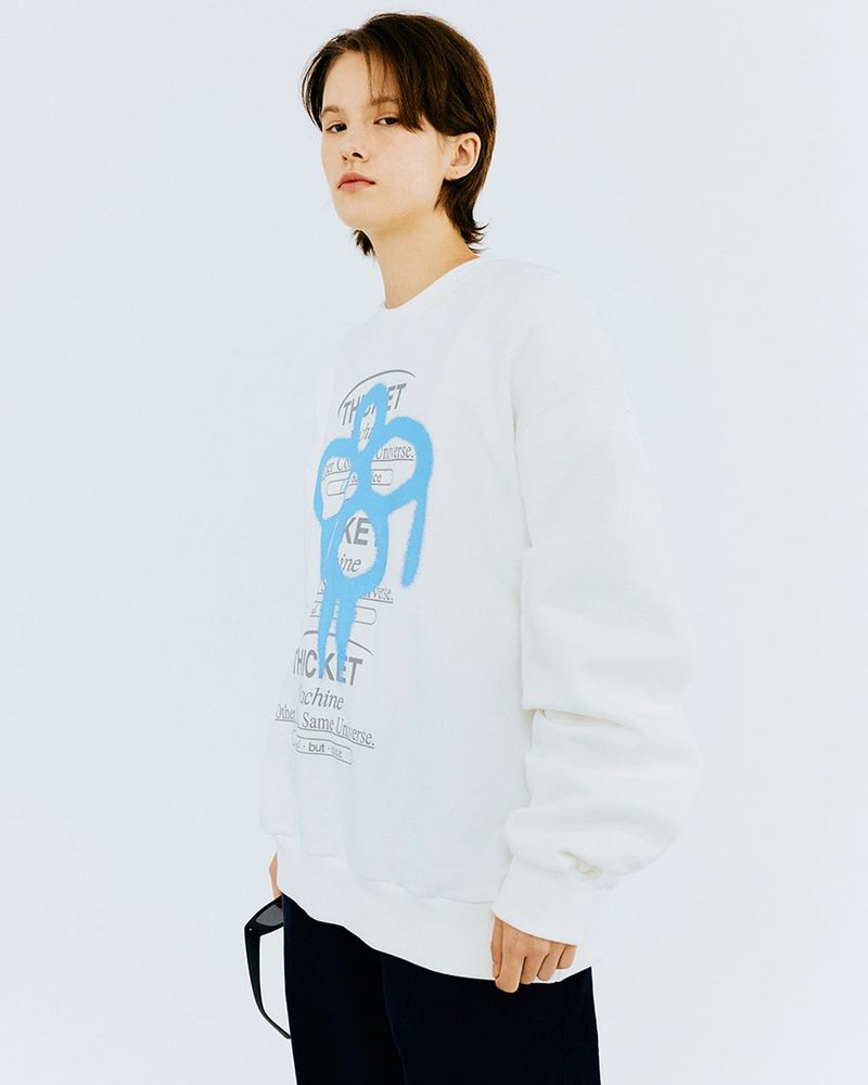 THICKET MACHINE FLOWER SWEATSHIRT-WHITE