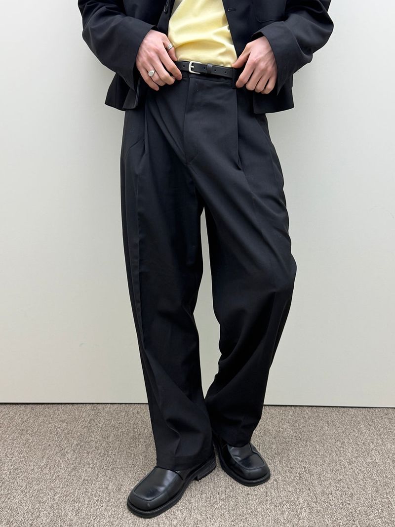 [SET UP가능] Two tuck wide slacks(2color)