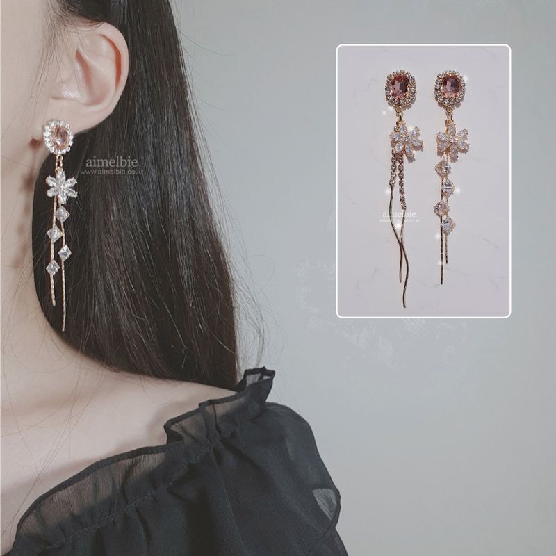 Diamond Petals Earring - Peach Pink