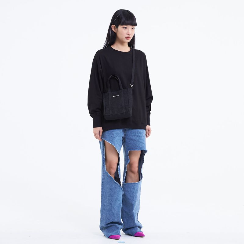 DENIM TOTE BAG MINI MI BLACK