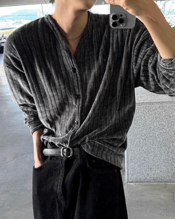 COSYHARU(コシハル)の「"Velour Ribbed V-Neck Cardigan "(Tops)」
