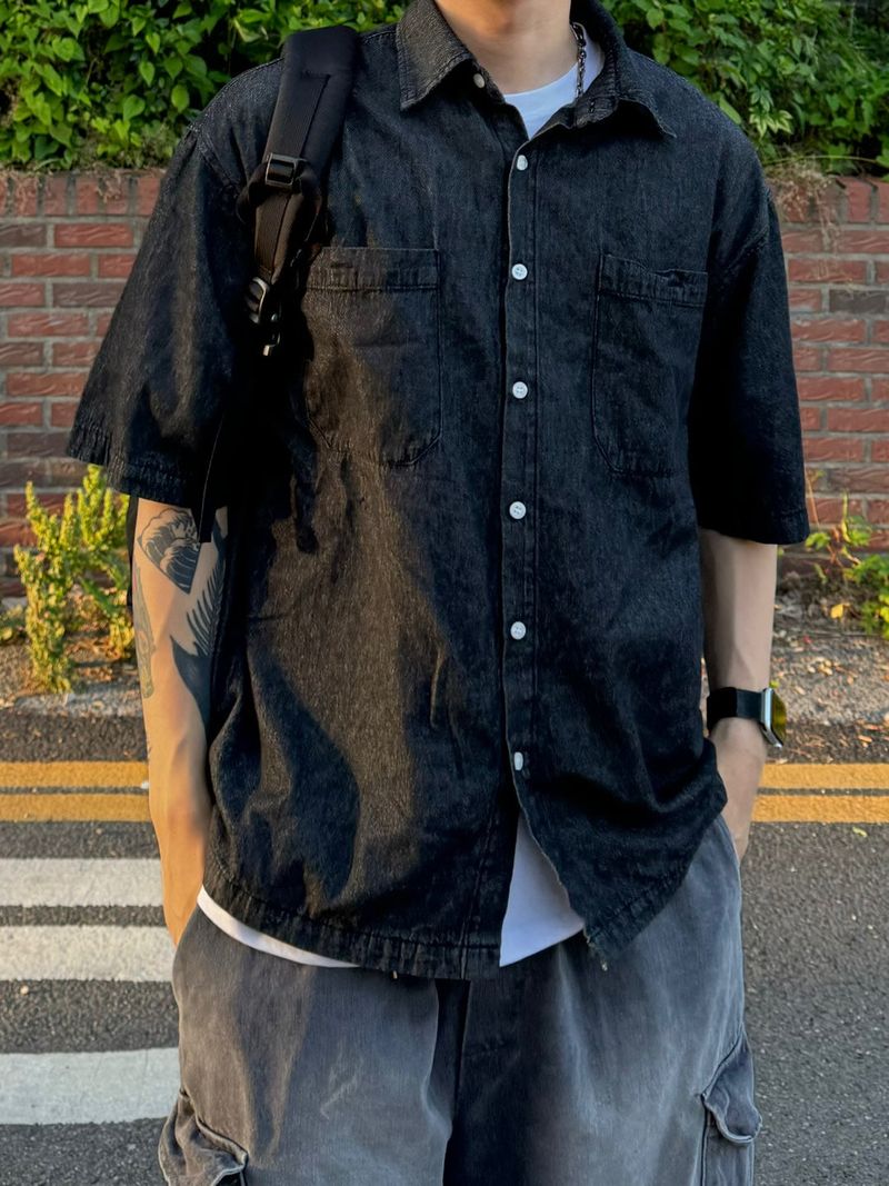 Diff denim short sleeve shirt 2C