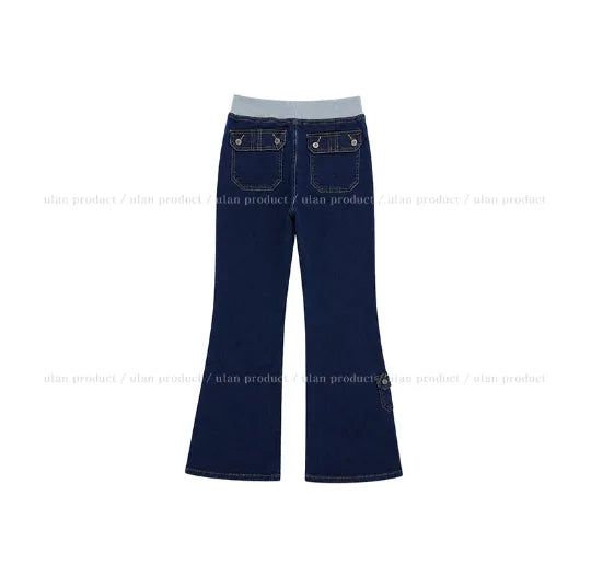 Shiff Ribbed Banding Bootcut Denim Pants