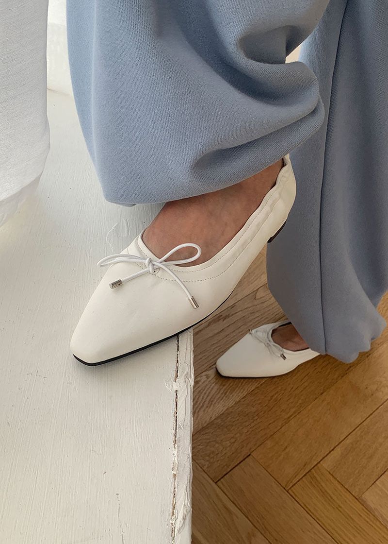 RIBBON SHIRRING FLAT SHOES (4color)