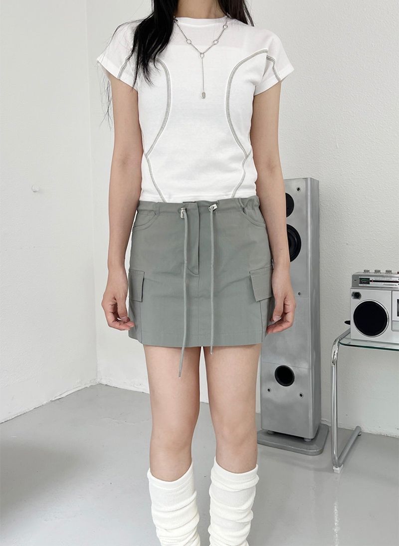 nylon low string mini skirt
