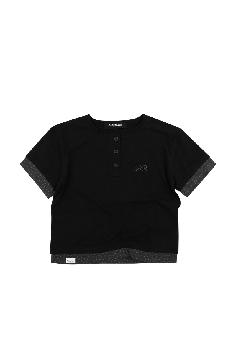 ブラックスターレイヤードヘンリー半袖Tシャツ