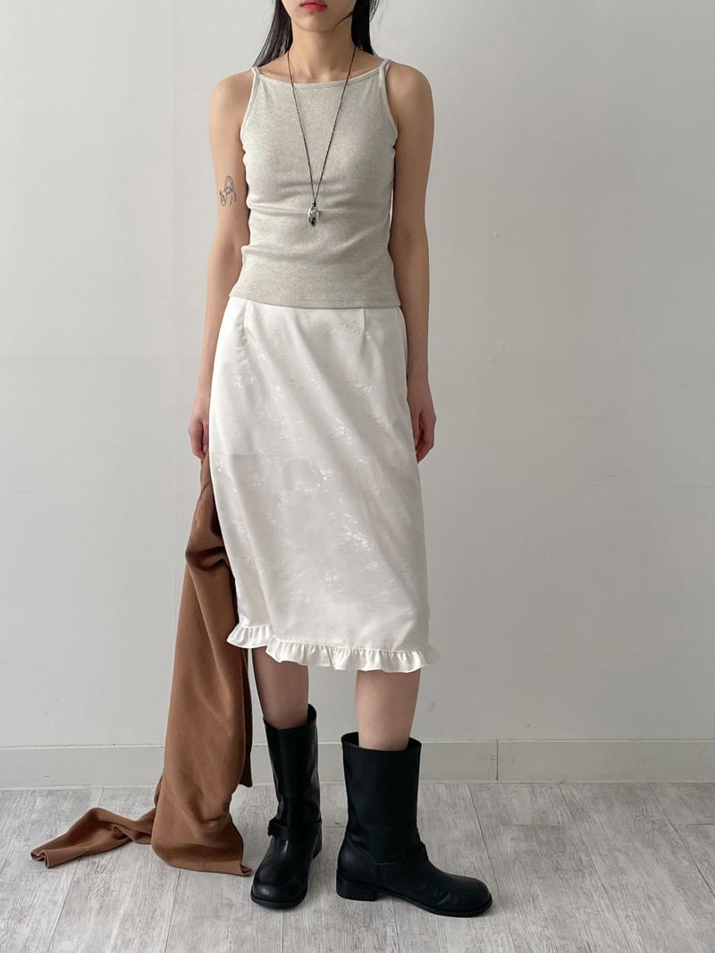 Jacquard satin midi skirt