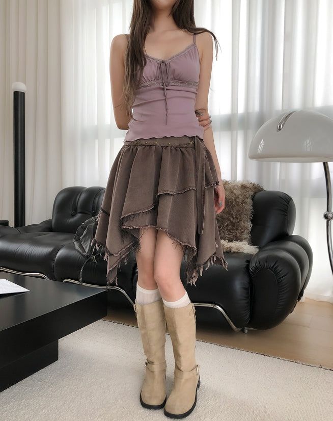 ULAN(ユレン)の「Marf Studded Grunge Unbalanced Skirt(Skirts)」