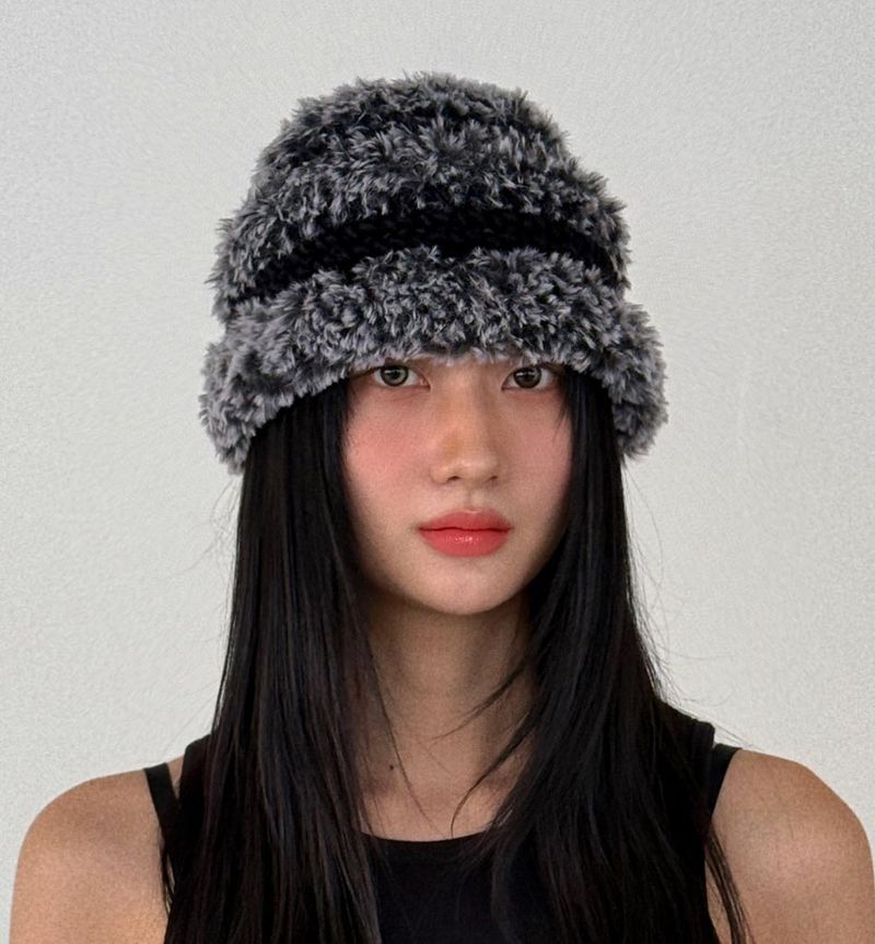 mondaywool（マンデーウール）の「 mix fur hat  (black mix)（Hats）」