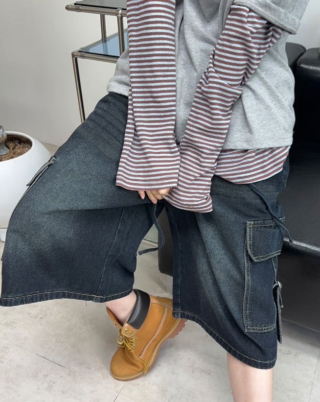 Letty Strap Cargo Bermuda Denim