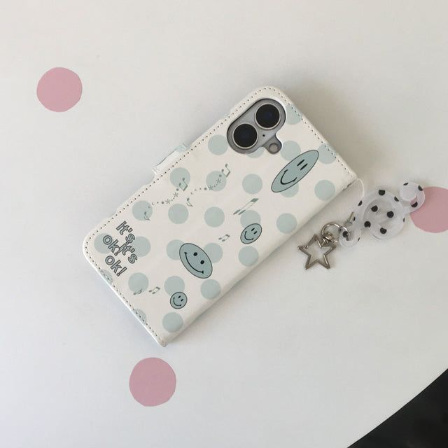 Dot dot smile skyblue diary wallet case
