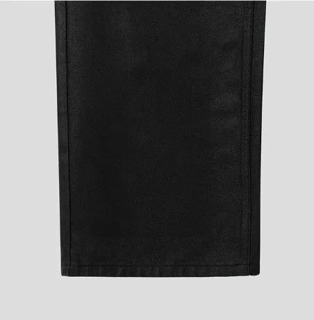 Canto Coated Black Denim Wide Pants