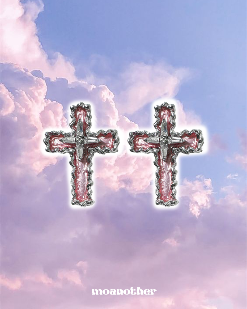 [Hearts2Hearts Jiwoo PIck!]PINK CROSS EARRING