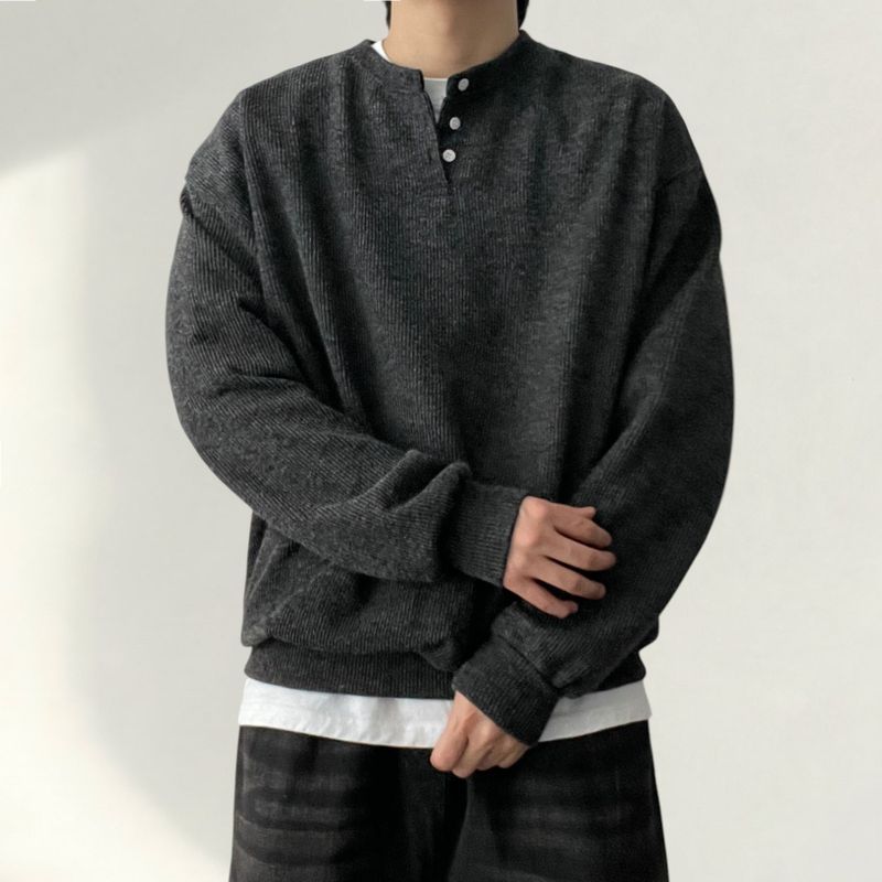 Raen Henry neck snap knit sweatshirt