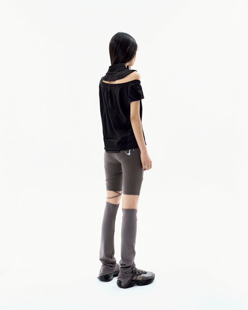 Thigh Slit Shorts Leggings / Stone Brown