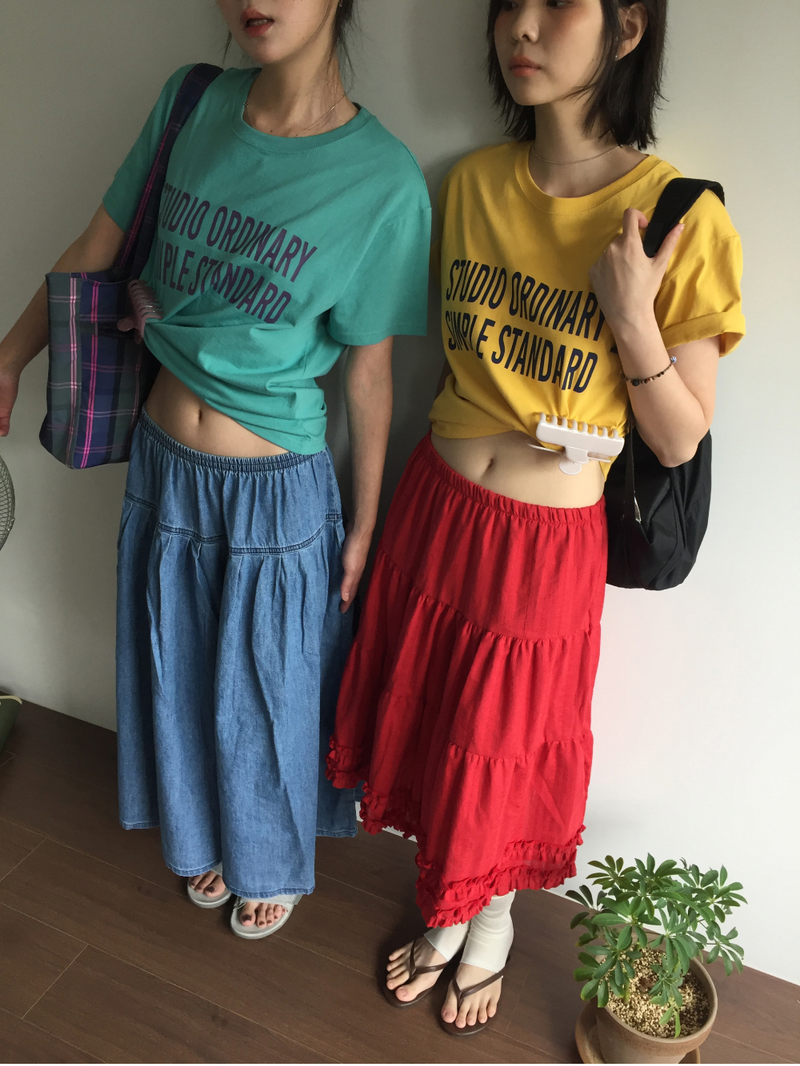 Mori denim long skirt (1color)
