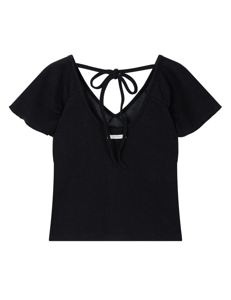 WRAP SHIRRING TOP(BLACK)
