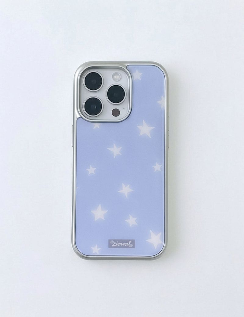 ziment（ジメント）の「【MADE】ミルキー ブルー スター シルバー バンパー ケース（スマホグッズ/小物）」