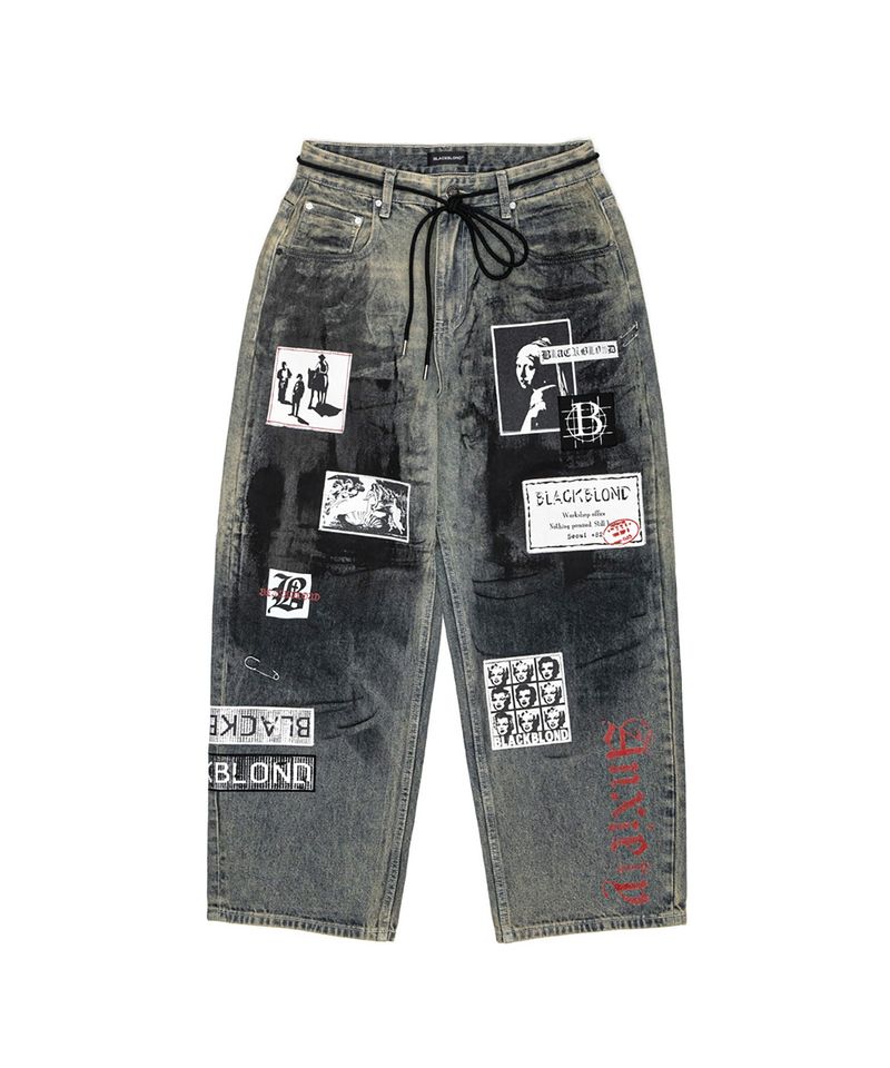 BBD Anxiety Multi Patch Denim Pants (Rusty Blue)