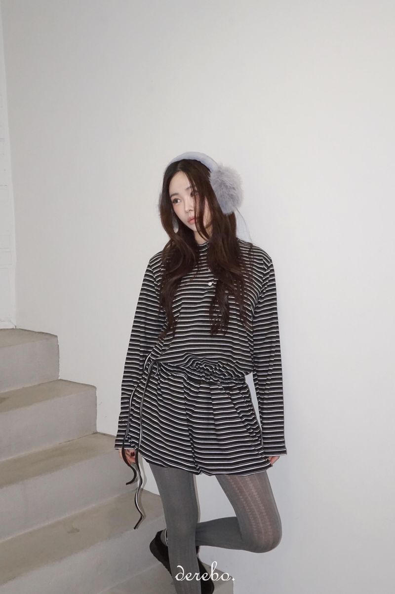 wool fleece stripe strap pumpkin dress