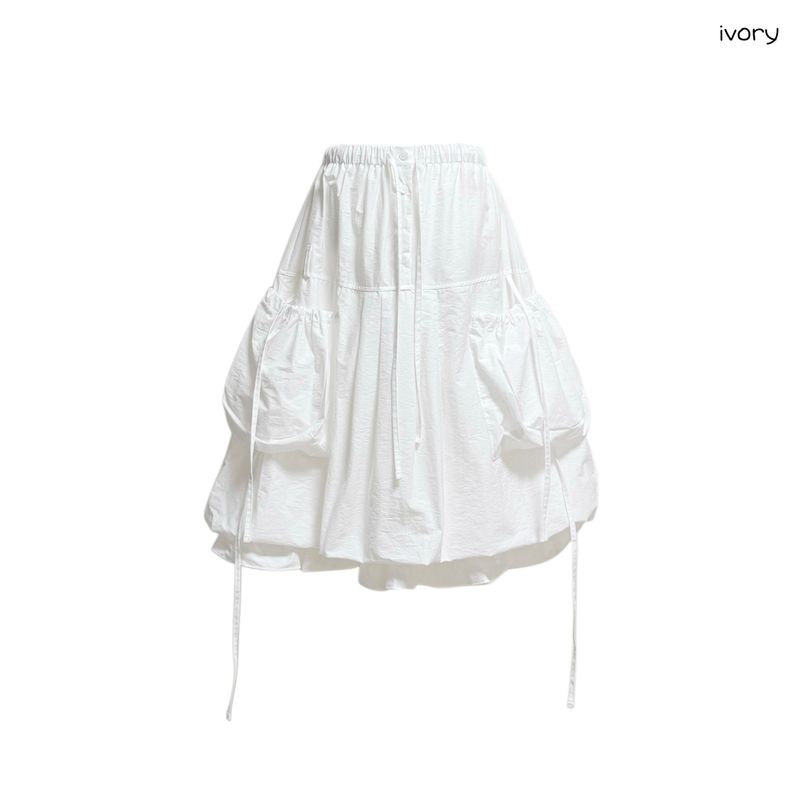 (3color) Frill Around Pocket Balloon Skirt