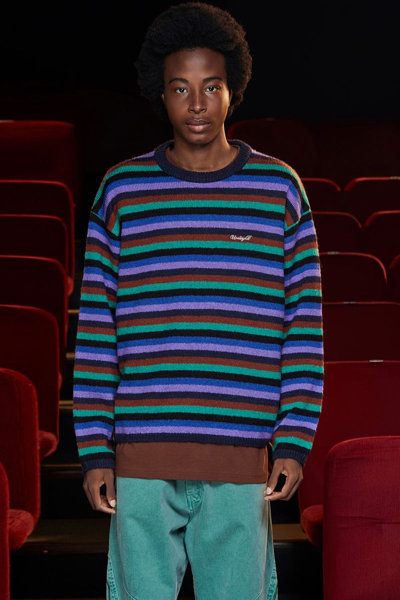STRIPE MOHAIR KNIT / NAVY