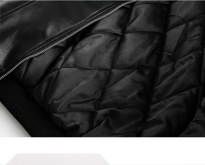 Black Fur Leather Quilted Jacket