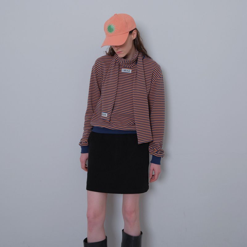Orange/Navy Stripe Fleece Mufler