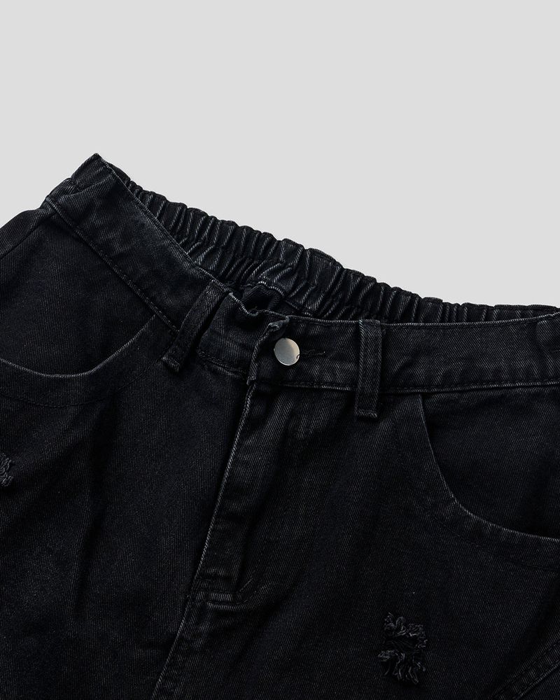 Sel Distressed Cargo Wide Denim