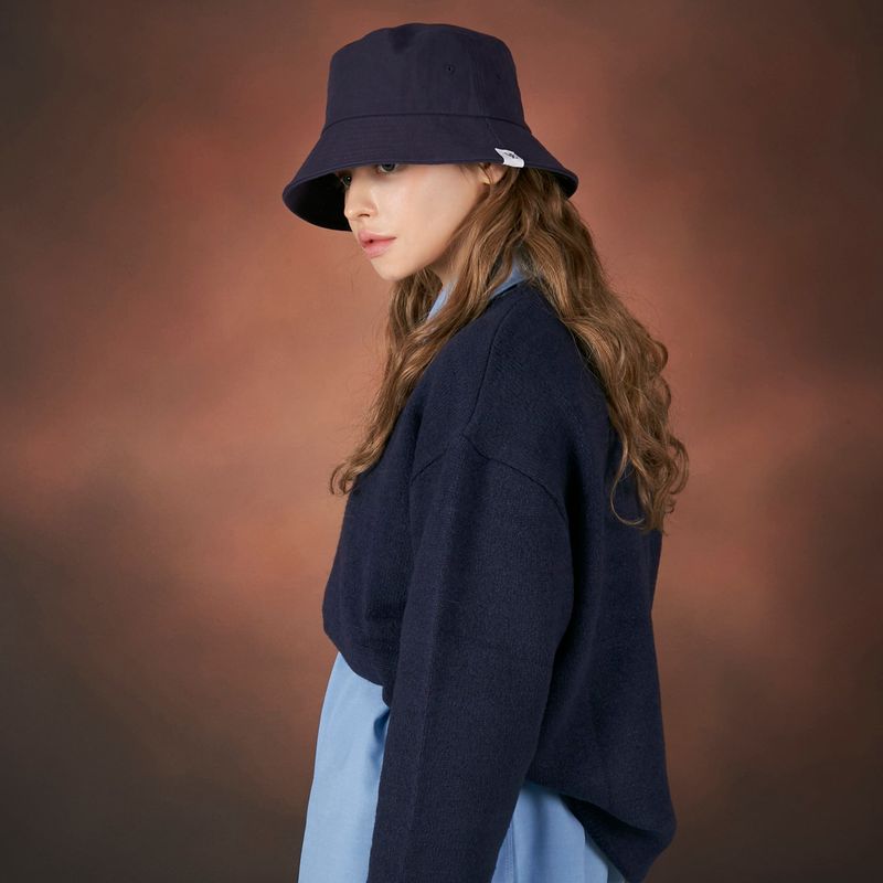 Herringbone label bucket hat NAVY