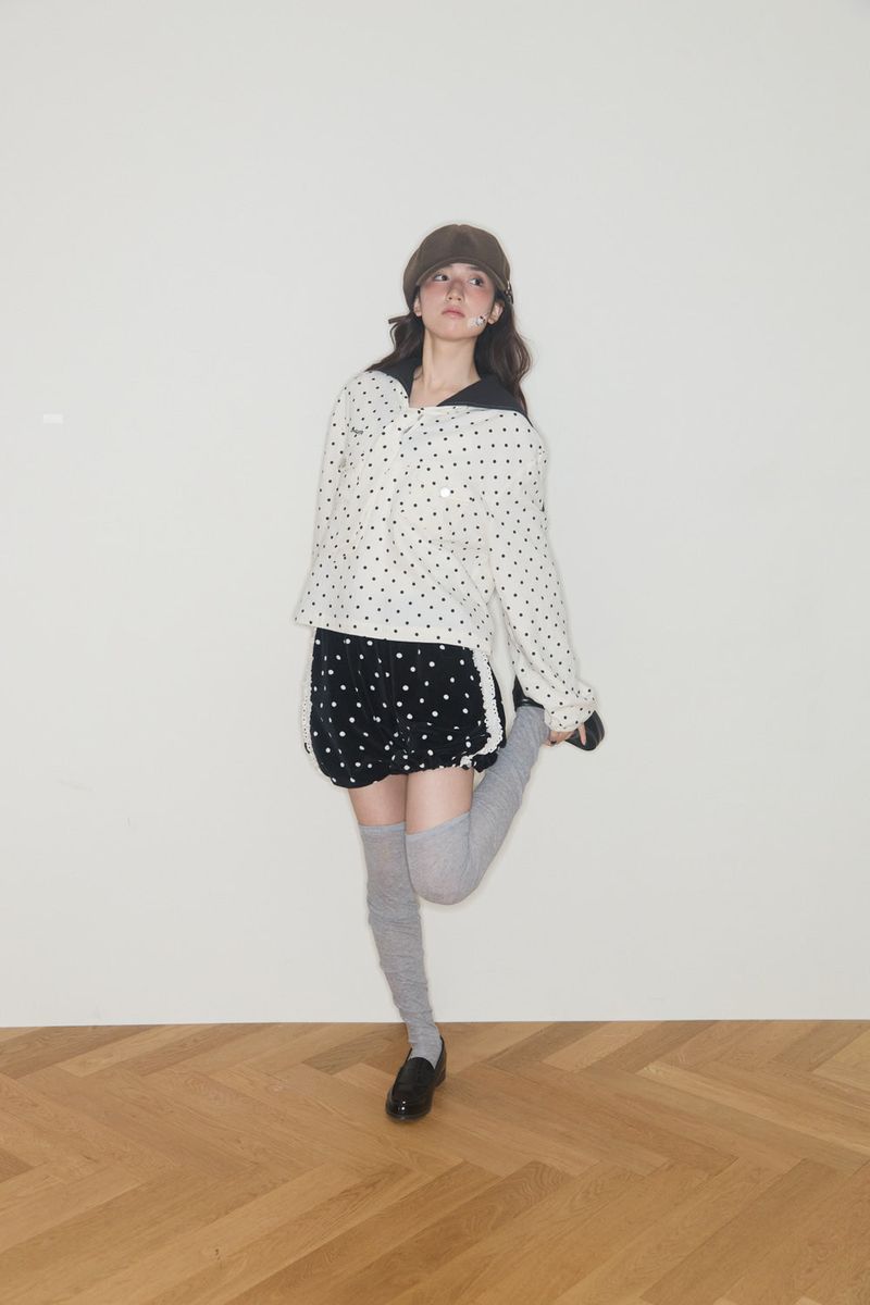 POLKA TERRY PUMPKIN PANTS (BLACK)