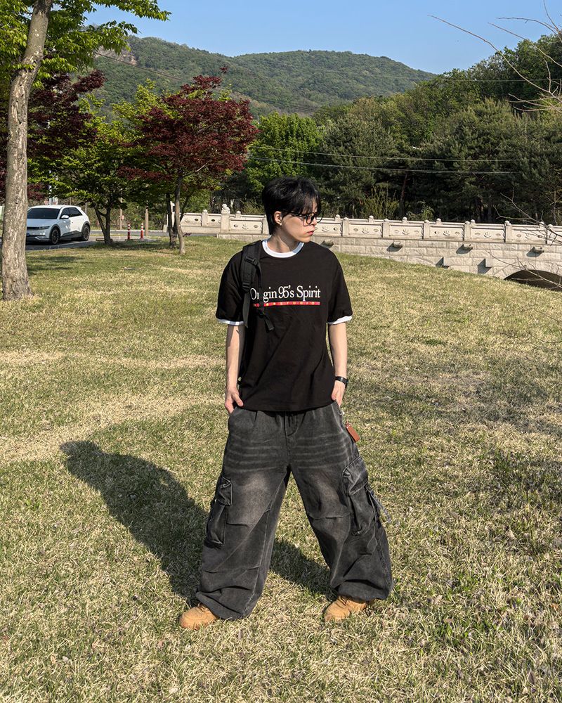 Lace Buckle Wide Cargo Denim
