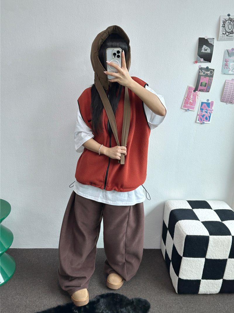 BOTH-SIDES FLEECE SNAP LONG PANTS 🧸🩵🤍6COLOR